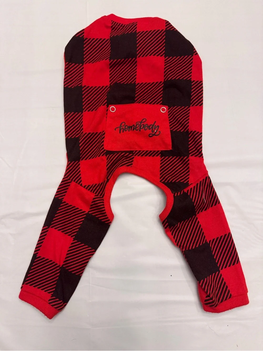 Homebody Red & Black Buffalo Plaid Dog Pajamas One Piece PJs Small Dog Up to 12